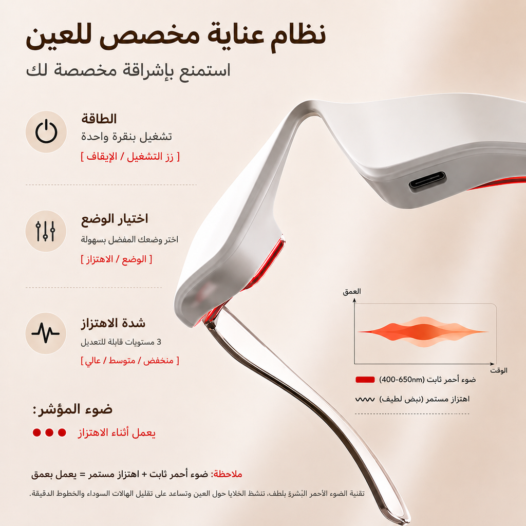 نظارات الضوء الأحمر ومساج اسفل العين