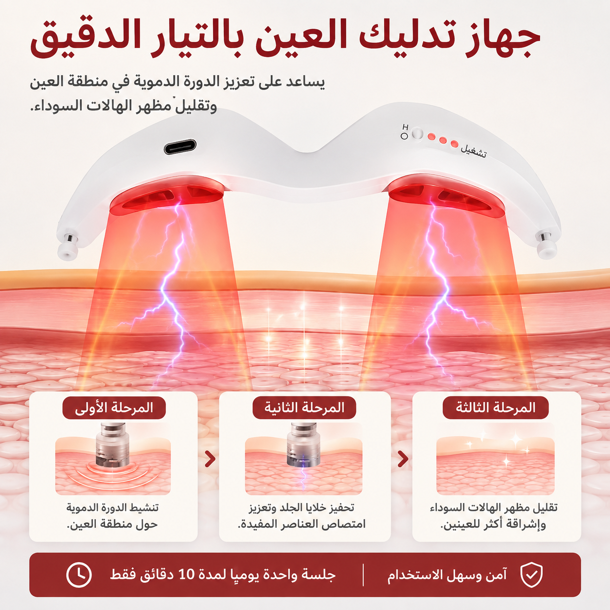 نظارات الضوء الأحمر ومساج اسفل العين