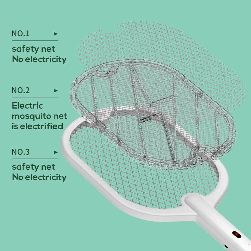 Raquette Électrique Anti-Moustiques avec Lampe Tue-Moustiques 2 en 1