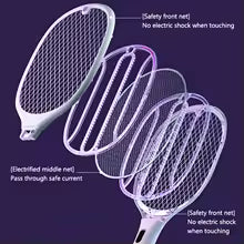Raquette Électrique Anti-Moustiques avec Lampe Tue-Moustiques 2 en 1